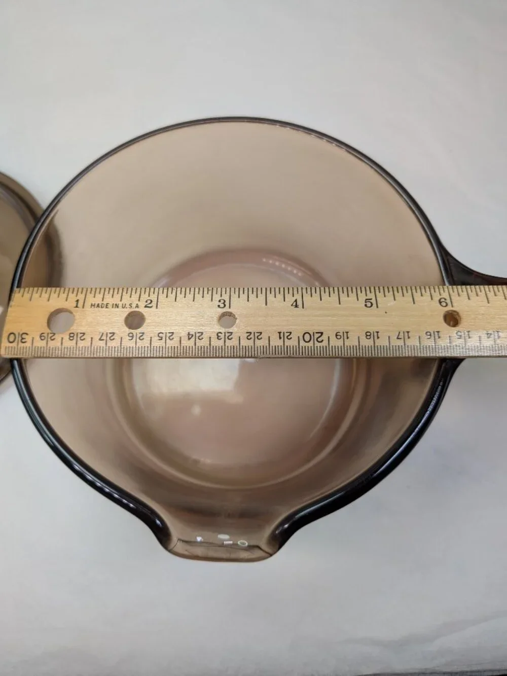 Vintage 1980s Corning Visions Amber Glass 1L Saucepan Pour Spout & Lid V-1-B
